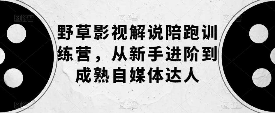 野草影视解说陪跑训练营，从新手进阶到成熟自媒体达人-萝卜兔资源站