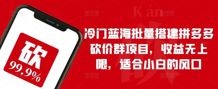 冷门蓝海批量搭建拼多多砍价群项目，收益无上限，适合小白的风口【揭秘】-萝卜兔资源站