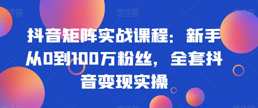 抖音矩阵实战课程：新手从0到100万粉丝，全套抖音变现实操-萝卜兔资源站