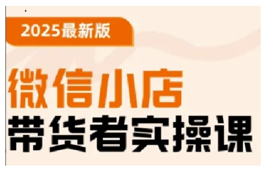 2025最新版微信小店带货者实操课，基础操作到高级运营技巧，快速上手-萝卜兔资源站