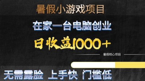 暑假小游戏项目，在家一台电脑创业，日收益1k+，无需露脸，上手快门槛低【揭秘】-萝卜兔资源站