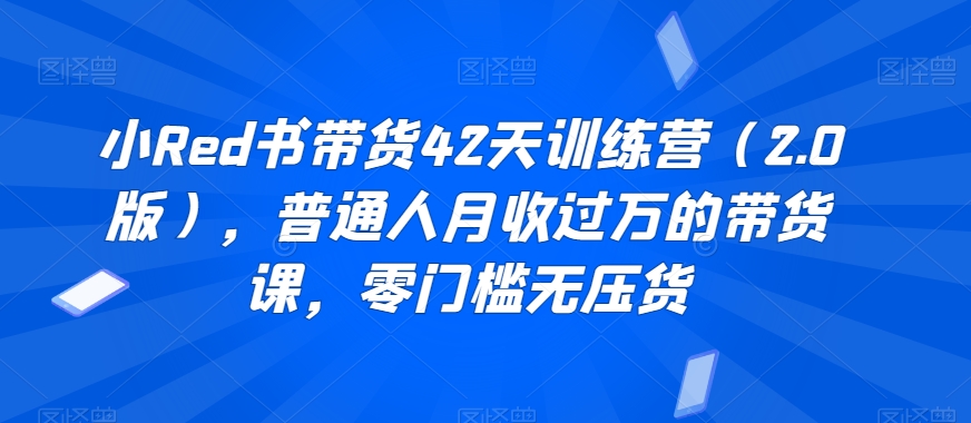 小Red书带货42天训练营（2.0版），普通人月收过万的带货课，零门槛无压货-萝卜兔资源站
