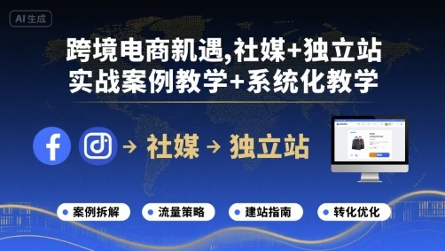 跨境电商新机遇，社媒+独立站，实战案例教学+系统化教学-萝卜兔资源站