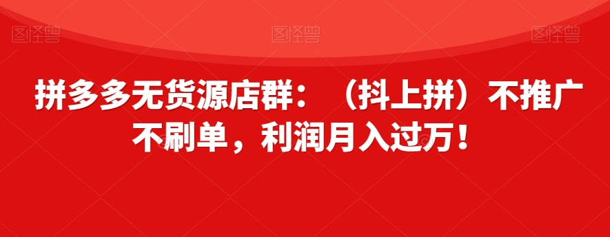 拼多多无货源店群：（抖上拼）不推广不刷单，利润月入过万！【揭秘】-萝卜兔资源站