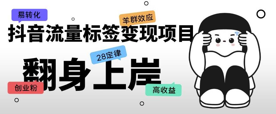 抖音流量标签变现项目，抖音创业粉轻松转化，单价高收益简单-萝卜兔资源站