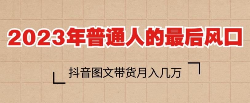 2023年普通人的最后风口，抖音图文带货月入几万，只需一部手机即可操作-萝卜兔资源站
