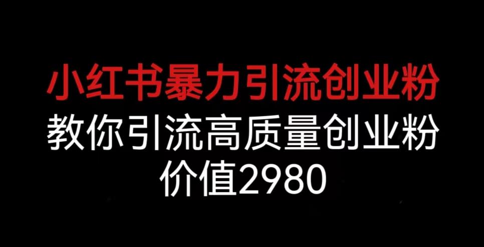 小红书暴力引流创业粉，教你引流高质量创业粉，价值2980【揭秘】-萝卜兔资源站