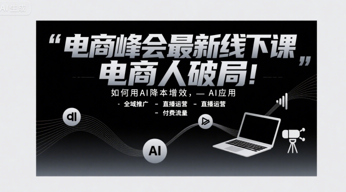 电商峰会最新线下课，电商人破局，如何用AI降本增效，AI应用-全域推广-直播运营-付费流量-萝卜兔资源站