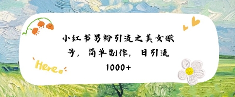 小红书男粉引流项目之美女账号6，简单制作，条条爆款原创，不违规-萝卜兔资源站