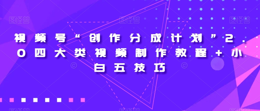 视频号“创作分成计划”2.0四大类视频制作教程+小白五技巧【揭秘】-萝卜兔资源站