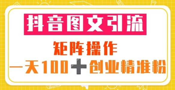 抖音图文引流矩阵操作一天100+创业精准粉（5节视频课+素材模板）-萝卜兔资源站