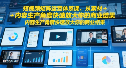 短视频矩阵运营体系课，从素材+内容生产角度快速放大你的商业结果-萝卜兔资源站