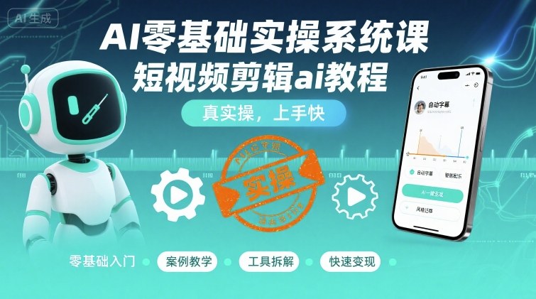AI零基础实操系统课，短视频剪辑ai教程，真实操，上手快-萝卜兔资源站