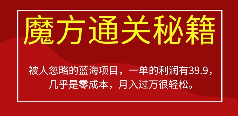被人忽略的蓝海项目，魔方通关秘籍，一单的利润有39.9，几乎是零成本，月入过万很轻松【揭秘】-萝卜兔资源站