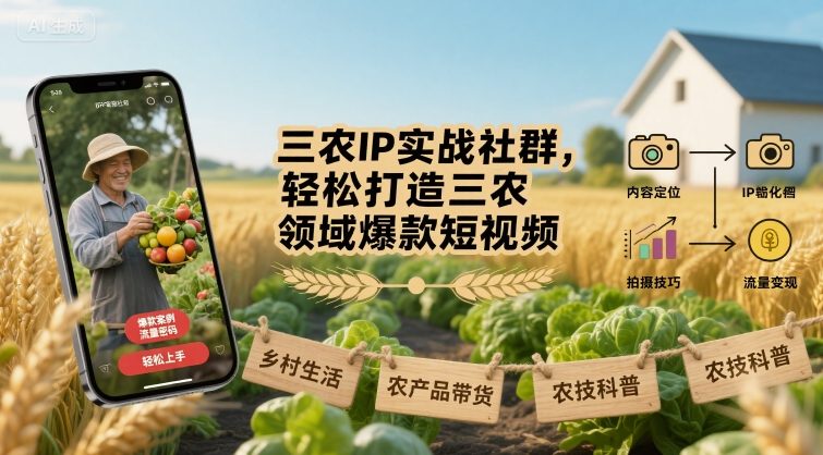 三农IP实战社群，轻松打造三农领域爆款短视频-萝卜兔资源站