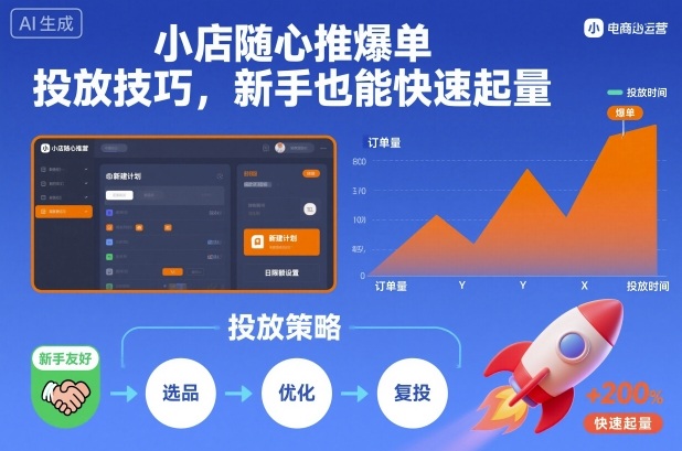 小店随心推爆单投放技巧，新手也能快速起量-萝卜兔资源站