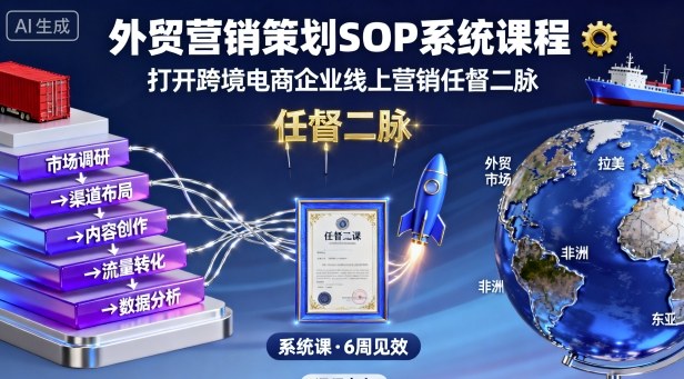 外贸营销策划SOP系统课程，打开跨境电商企业线上营销任督二脉-萝卜兔资源站