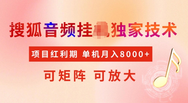首发搜狐音频挂JI，项目红利期，可矩阵可放大，稳定月入5k【揭秘】-萝卜兔资源站
