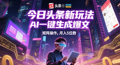 今日头条新玩法，AI一键生成爆文，矩阵操作，月入5位数-萝卜兔资源站