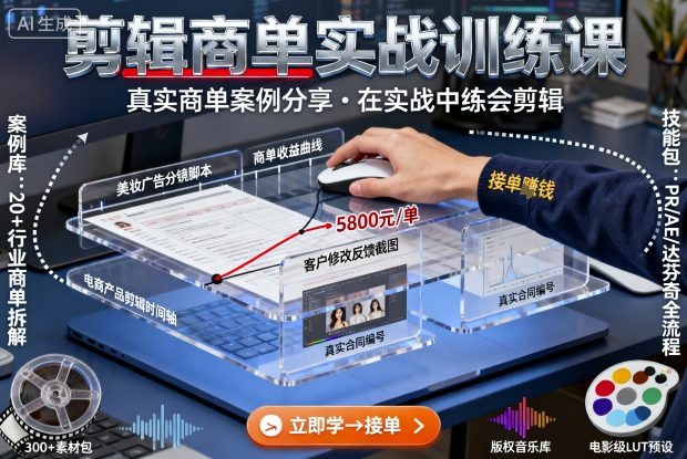 剪辑商单实战训练课，真实商单案例分享，在实战中练会剪辑-萝卜兔资源站