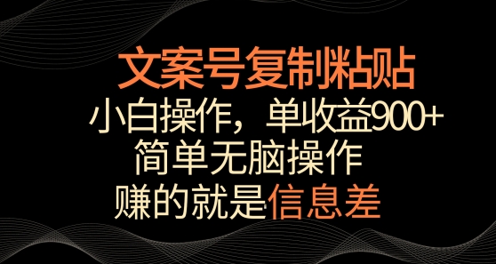 文案号掘金，简单复制粘贴，小白操作，单作品收益900+【揭秘】-萝卜兔资源站