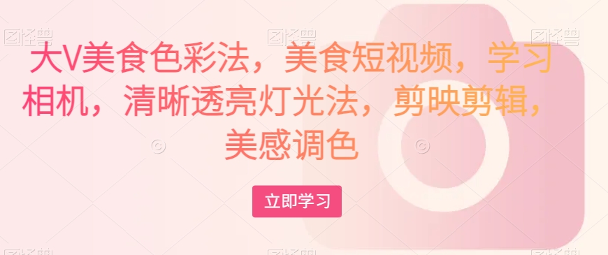大V美食色彩法，美食短视频，学习相机，清晰透亮灯光法，剪映剪辑，美感调色-萝卜兔资源站