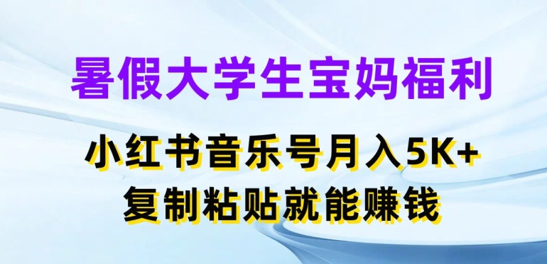 暑假大学生宝妈福利，小红书音乐号月入5000+，复制粘贴就能赚钱【揭秘】-萝卜兔资源站