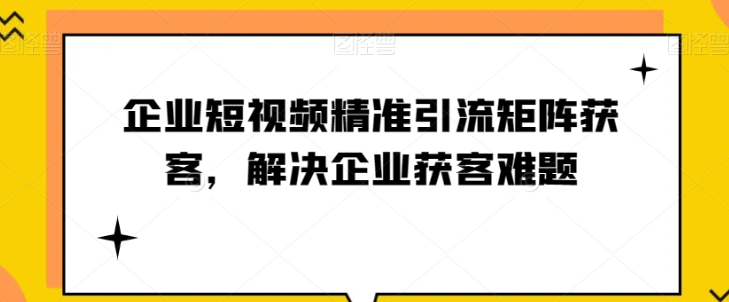 企业短视频精准引流矩阵获客，解决企业获客难题-萝卜兔资源站