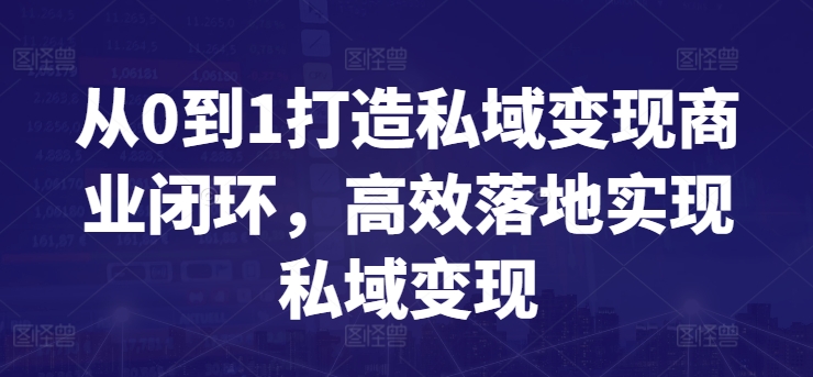 从0到1打造私域变现商业闭环，高效落地实现私域变现-萝卜兔资源站