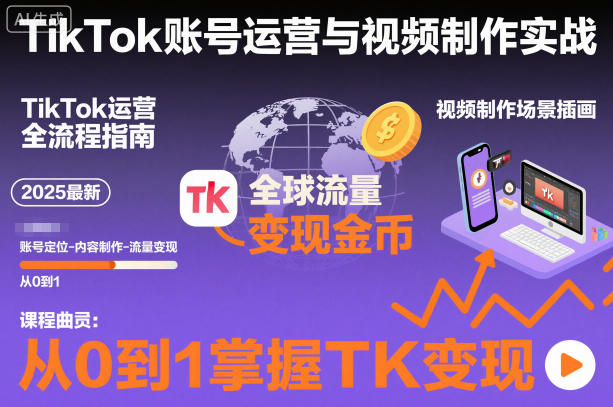 2025最新TikTok账号运营与视频制作实战全流程,从0到1掌握TK变现(含11月最新TK搬运技术)-萝卜兔资源站