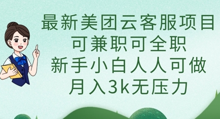 最新美团云客服项目，可兼职可全职，新手小白人人可做，月入3k无压力-萝卜兔资源站
