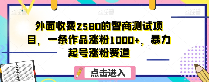 外面收费2580的智商测试项目，一条作品涨粉1000+，暴力起号涨粉赛道【揭秘】-萝卜兔资源站