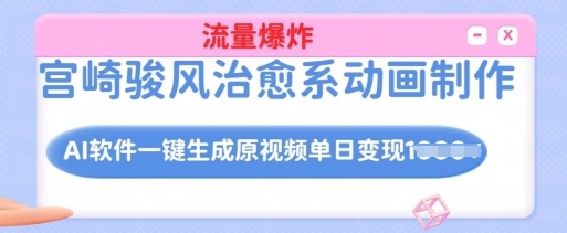 宫崎骏风治愈系动画制作，AI软件一键生成原创视频流量爆炸，单日变现多张，详细实操流程-萝卜兔资源站