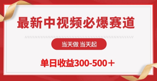 最新中视频必爆赛道，当天做当天起，单日收益300-500+【揭秘】-萝卜兔资源站