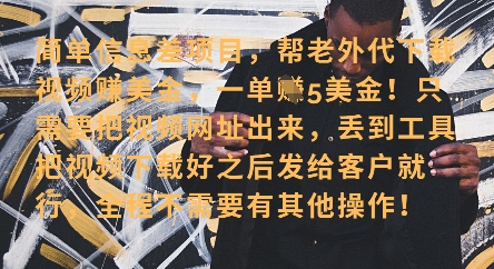 零门槛挣美金，海外视频代下服务，单笔收益40+，小白也能轻松上手-萝卜兔资源站