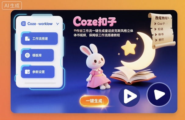 Coze扣子工作流一键生成童话皮克斯风格立体书视频,保姆级工作流搭建教程-萝卜兔资源站