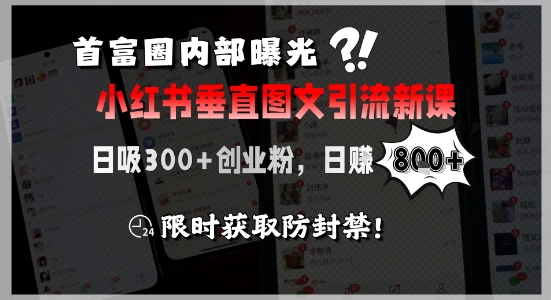 首富圈内部曝光小红书垂直图文引流新课，日吸300+创业粉，日入8张+，限时获取防封禁-萝卜兔资源站