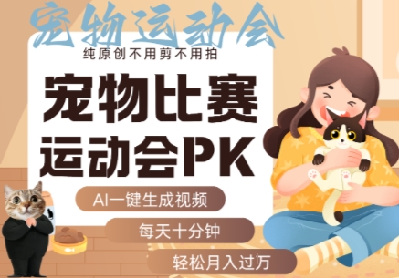 AI一键生成宠物比赛运动会PK视频，纯原创不用剪不用拍，每天十分钟，轻松月入过1W+-萝卜兔资源站