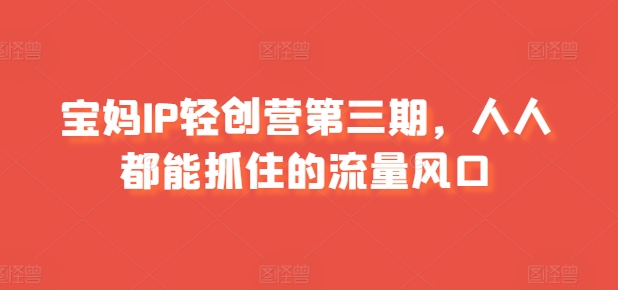 宝妈IP轻创营第三期，人人都能抓住的流量风口-萝卜兔资源站
