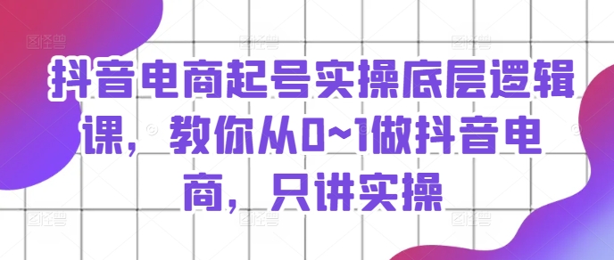 抖音电商起号实操底层逻辑课，教你从0~1做抖音电商，只讲实操-萝卜兔资源站