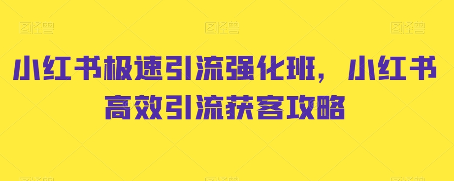 小红书极速引流强化班，小红书高效引流获客攻略-萝卜兔资源站