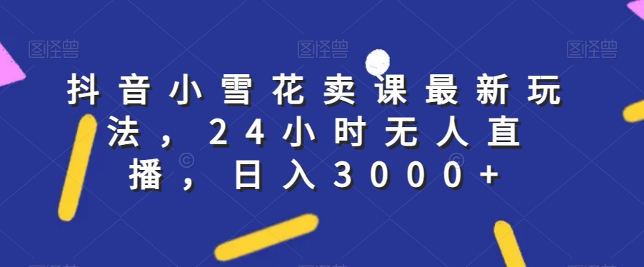 抖音小雪花卖课最新玩法，24小时无人直播，日入3000+【揭秘】-萝卜兔资源站