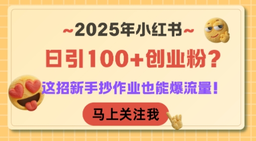 2025年小红书日引100+创业粉？这招新手抄作业也能爆流量！-萝卜兔资源站