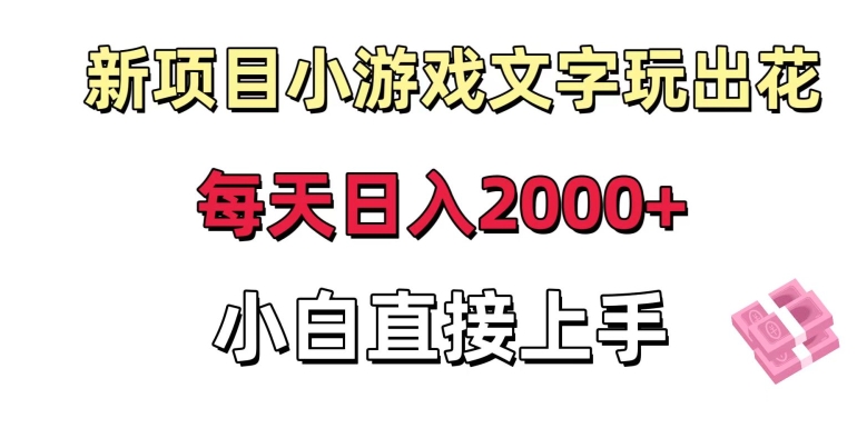 新项目小游戏文字玩出花日入2000+，每天只需一小时，小白直接上手【揭秘】-萝卜兔资源站