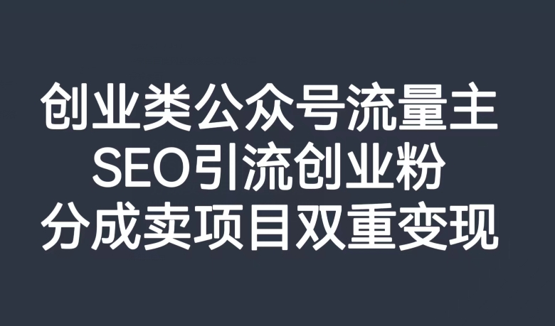 创业类公众号流量主，SEO引流创业粉，分成卖项目双重变现【揭秘】-萝卜兔资源站