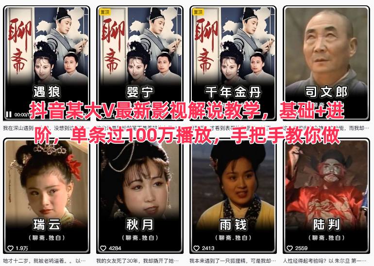 抖音某大V最新影视解说教学,基础+进阶,单条过100万播放,手把手教你做-萝卜兔资源站