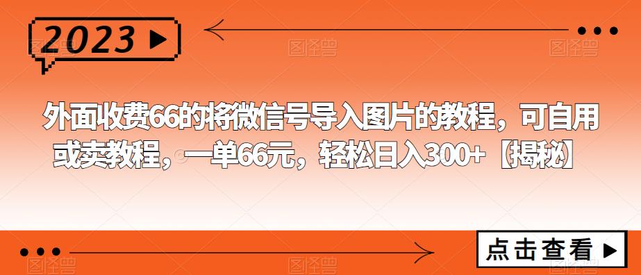 外面收费66的将微信号导入图片的教程，可自用或卖教程，一单66元，轻松日入300+【揭秘】-萝卜兔资源站