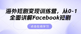 海外短剧变现训练营，从0-1全面讲解Facebook短剧-萝卜兔资源站