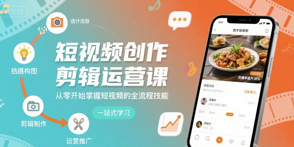 短视频创作剪辑运营课，从零开始掌握短视频的全流程技能-萝卜兔资源站