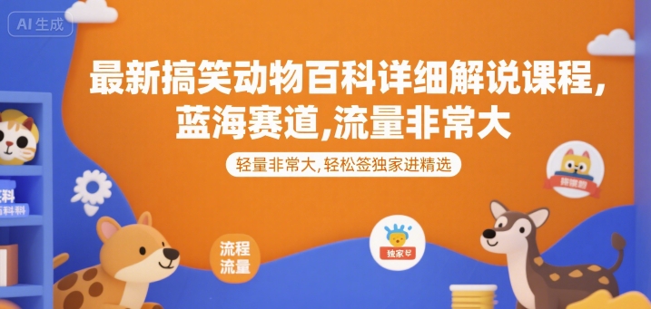 最新搞笑动物百科详细解说课程，蓝海赛道，流量非常大，轻松签独家进精选-萝卜兔资源站